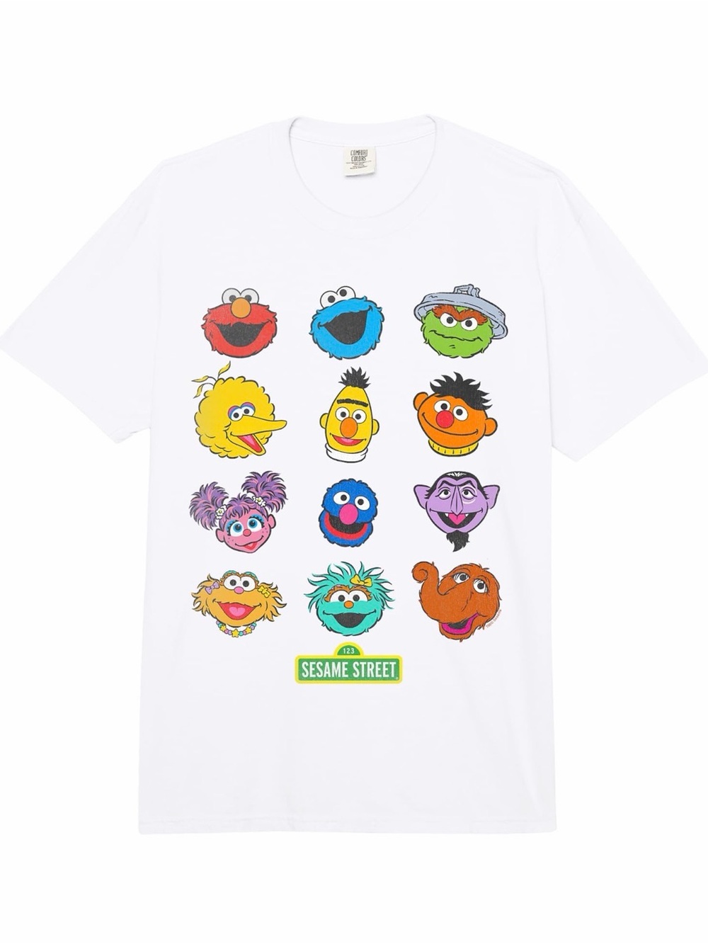 Comfort Colors Sesame Street White Tee with Character Faces
